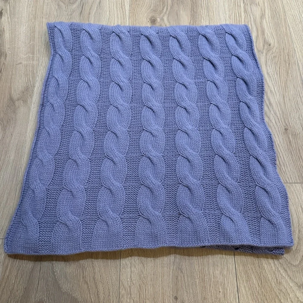 Ann Taylor Cashmere Wool & Silk Blanket Scarf  periwinkle Mint Condition 20x80